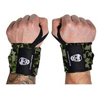 Gymreapers Poignets d'haltérophilie (qualité compétition) Poignets de qualité Professionnelle de 18 Pouces avec Boucle de Pouce résistante - Meilleure enveloppe pour l'haltérophilie (Camo, 18")