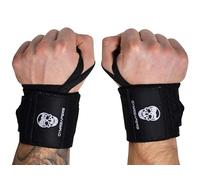 Gymreapers Poignets d'haltérophilie (qualité compétition) Poignets de qualité Professionnelle de 18 Pouces avec Boucle de Pouce renforcée - Meilleure enveloppe pour l'haltérophilie (Noir, 18")