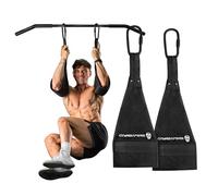 Gymreapers Sangles abdominales suspendues pour musculation et entraînement abdominal - Supports de bras rembourrés réglables pour exercices de poids corporel (noir)