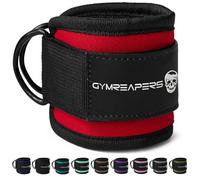 Gymreapers Sangles de cheville (Simple) pour machine à câble, coups de pied arrière, entraînements du fessier, exercices du bas du corps - Sangle de jambe réglable avec rembourrage en néoprène (Rouge