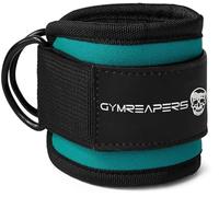 Gymreapers Sangles de cheville (unique) pour machine à câble, coups de pied arrière, entraînements du fessier, exercices du bas du corps - Sangle de jambe réglable avec rembourrage en néoprène (Cyan