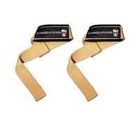 Gymreapers Sangles de Levage pour l'haltérophilie, la Musculation, la dynamophilie, la Musculation, Les soulevés de Terre - Néoprène rembourré avec Coton 18" (Desert Tan)