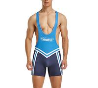 Gymskop Maillot de lutte pour homme - Coupe ajustée - Justaucorps de sport une pièce sans manches - Justaucorps d'entraînement de lutte - Combinaisons d'haltérophilie, 04 Bleu, L