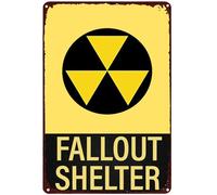GYMSLAVE Fallout Shelter - Plaque en métal vintage - Décoration de garage - Plaque rétro en étain pour maison, porte, jardin, bars, cafés, bureau, magasin, pubs, club - 30,5 x 20,3 cm