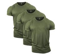 GYMTIER Lot de 3 t-shirts de gym pour homme - Haut d'entraînement de bodybuilding, Lot de 3, vert, XL