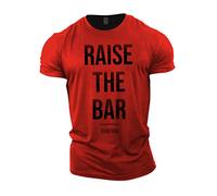 GYMTIER Raise The Bar T-shirt de gym pour homme, vêtement de musculation, d'entraînement, de levage, rouge, XL