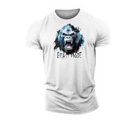 GYMTIER Strongman Gorilla Beast Mode T-shirt de gym pour homme Bodybuilding Entraînement Lifting Top Vêtements, blanc, XL
