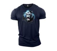 GYMTIER Strongman Gorilla Beast Mode T-shirt de gym pour homme Bodybuilding Entraînement Lifting Top Vêtements, bleu marine, M