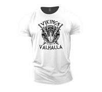 GYMTIER Sword and Shield - T-shirt de gym Spartan pour homme, bodybuilding, haltérophilie, Strongman Training Top Active Wear Spartan Forged, blanc, 3XL