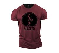 GYMTIER T-shirt de bodybuilding pour homme - Arnold Schwarzenegger Succeed - Haut d'entraînement de gym, bordeaux, XL