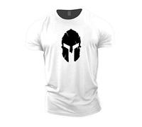 Gymtier T-shirt de bodybuilding pour homme Motif casque de spartiate - Blanc - Large