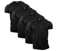 GYMTIER T-shirt de gym pour hommes - Lot de 4 t-shirts - Haut d'entraînement de musculation, Noir uni, L