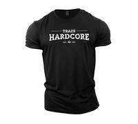 GYMTIER Train Hardcore T-shirt de gym pour homme Bodybuilding Entraînement Levage Top Vêtements, Noir , 3XL