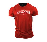 GYMTIER Train Hardcore T-shirt de gym pour homme Bodybuilding Entraînement Levage Top Vêtements, Rouge, S