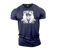 GYMTIER Train Like A Saiyan Anime T-shirt de gym pour homme Bodybuilding Entraînement Lifting Top Vêtements, Bleu marine chiné, M