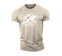 GYMTIER Untamed Wolf Red Eyes Drip T-shirt de gym pour homme Bodybuilding Entraînement Lifting Top Vêtements, sable, XL