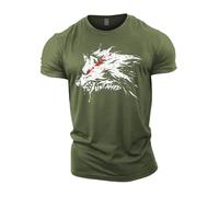 GYMTIER Untamed Wolf Red Eyes Drip T-shirt de gym pour homme Bodybuilding Entraînement Lifting Top Vêtements, Vert, XL