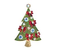 Gyn&Joy Broche en forme de nœud en forme de ruban rouge rubis et émail doré avec strass