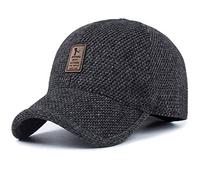 GYOUFU Casquette de Baseball pour Homme Casquettes d'hiver Noir,57-61,Large
