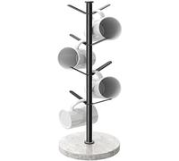 Gypie Arbre à tasses avec base en marbre, support de tasses à café avec 9 crochets, charge de 3,6 kg, support amovible pour tasses de cuisine, café, noir