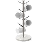 Gypie Arbre à tasses en marbre avec 8 crochets en nickel brossé, support de tasses stable amélioré pour comptoir de cuisine, armoire, café