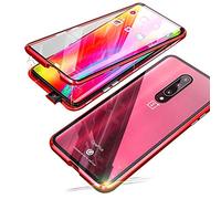 Gypsophilaa Coque Compatible OnePlus 7 Pro, 360 Degrés Avant et arrière Verre trempé Transparent Case Cover, Technologie d'adsorption Magnétique Bumper Métal Frame Etui Housse