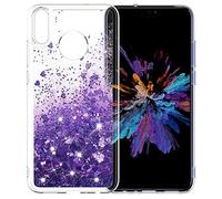 Gypsophilaa Coque Huawei Honor 8X Glitter Étui, Mince Brillant Bling Coeur Mignon Silicone Paillette TPU Bumper 3D Liquide Quicksands Housse Cristal Clair Shiny Étincelle Transparente Antichoc Cover
