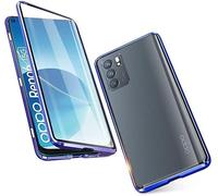 Gypsophilaa Coque pour Oppo Reno 6 5G Adsorption Magnétique Étui Métal Cadre Antichoc Bumper Case Cover avec Dual Transparente Verre Trempé, 360 Degré Full Body Protection Housse