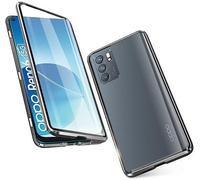 Gypsophilaa Coque pour Oppo Reno 6 5G Adsorption Magnétique Étui Métal Cadre Antichoc Bumper Case Cover avec Dual Transparente Verre Trempé, 360 Degré Full Body Protection Housse