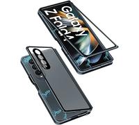 Gypsophilaa Coque pour Samsung Galaxy Z Fold 4 5G Adsorption Magnétique Étui Métal Cadre Antichoc Bumper Case Cover avec Dual Transparente Verre Trempé, 360 Degré Full Body Protection Housse