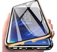 Gypsophilaa Handyhülle für Samsung Galaxy A17 5G Hülle Magnetisch Adsorption, Schutzhülle 360 Grad Komplett Schutz Hülle 2 in 1 Metall Bumper mit Doppelte Seiten Gehärtetes Glas Schutz Cover,Gold