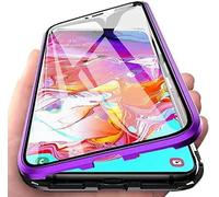 Gypsophilaa Handyhülle für Samsung Galaxy A17 5G Hülle Magnetisch Adsorption, Schutzhülle 360 Grad Komplett Schutz Hülle 2 in 1 Metall Bumper mit Doppelte Seiten Gehärtetes Glas Schutz Cover,Lila