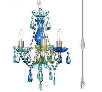 gypsy color The Original Brink House Lustre à suspendre à 3 branches en verre bleu clair et vert 43,2 x 30,5 cm (H x l)