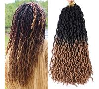 Gypsy Goddess Faux Locs Crochet Cheveux Bouclés Ondulés Twist Doux Pré-Bouclés Tresses Dreadlocks Extensions pour Femmes Noires(T27,18 in(6Pack))