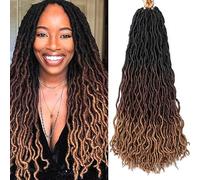Gypsy Goddess Faux Locs Crochet Cheveux Bouclés Ondulés Twist Doux Pré-Bouclés Tresses Dreadlocks Extensions pour Femmes Noires(C1,18 in(6Pack))