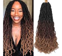 Gypsy Goddess Faux Locs Crochet Cheveux Bouclés Ondulés Twist Doux Pré-Bouclés Tresses Dreadlocks Extensions pour Femmes Noires(C1,18 in(4Pack))
