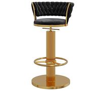 GYQIZIO Tabouret de Bar avec Dossier pivotant, siège en Velours et Base de Repose-Pieds Ronde, Chaise de Salle à Manger Moderne pour îlot de Cuisine réglable de 25,6 à 31,5 po (Couleur: Noir)