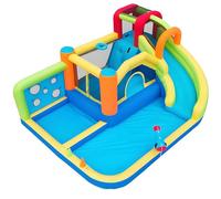 GYQSSD Château Gonflable pour Enfants avec Soufflerie - Parc Aquatique Extérieur Multifonctionnel + Trampoline, Toboggan, Point De Lancer, Panier De Basket, Mur d'escalade, Soufflerie 450W Incluse