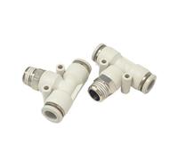 GYQYJPFZM 100PCS Trachea Quick Connector PB14-02-03-04/16-02-03-04-06 T Type Three-Way Thread Pneumatic Fittings(PB4-M5(100PCS))