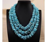 GYQYJPFZM 3 Strands Heavy Jewelry Blue Center Drilled Disc Chips Gems Stone Big Necklace