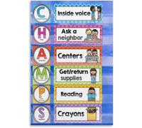 GYQYJPFZM CHAMPS Classroom Management Poster Behavior Expectations Teacher Resource Educational Wall-Art Decor(Framed,12x18inch(30x45cm))