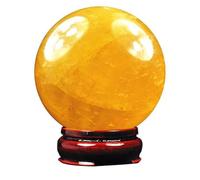 GYQYJPFZM Yellow Crystal Ball Calcite Quartz Crystal Sphere Gemstone Ball with Stand Feng Shui Ornament Sculpture Figurine,20cm/7.9in