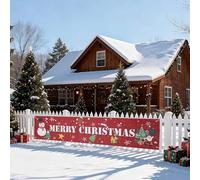 Gyrodymix Bannière De Noël Rouge Et Noir À Carreaux Bison Bannière En Polyester Rouge 5.91x1.31ft Pour Outdoor Indoor Yard Garden Porch Lawn Joyeux Noël-03