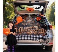 Gyrodymix Banniere Halloween Pour Trunk Or Treat Decoration Exterieure Pour Arriere De Coffre Pour Voiture SUV Camion Porte De Garage Arche