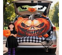 Gyrodymix Banniere Halloween Trunk Or Treat Tete De Citrouille Decorations Exterieures Pour Arriere De Coffre Pour Voiture SUV Camion Porte De Garage Arche