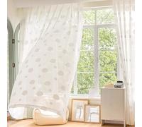 GYROHOME Lot de 2 Panneaux de Rideaux Transparents Blancs avec Joli Nuage en Relief filtrant la lumière du Soleil avec Passe-Tringle pour Chambre à Coucher, 117 x 183 cm