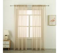 GYROHOME Lot de 2 voilages à Passe-Tringle, Filtre la lumière du Soleil, protège l'intimité en Polyester, pour Chambre à Coucher, terrasse, Brun Clair, 132 x 243 cm