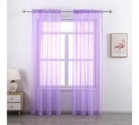 GYROHOME Lot de 2 voilages à Passe-Tringle, Filtre la lumière du Soleil, protège l'intimité en Polyester, pour Chambre à Coucher, terrasse, Violet Clair, 168 x 229 cm