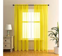 GYROHOME Lot de 2 voilages à Passe-Tringle, Filtre la lumière du Soleil, protège l'intimité, en Polyester, pour Chambre à Coucher, terrasse, Porte, Jaune, 107 x 229 cm