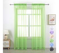 GYROHOME Lot de 2 voilages à Passe-Tringle, Filtre la lumière du Soleil, protège l'intimité en Polyester, pour Chambre à Coucher, terrasse, Vert, 100 x 200 cm